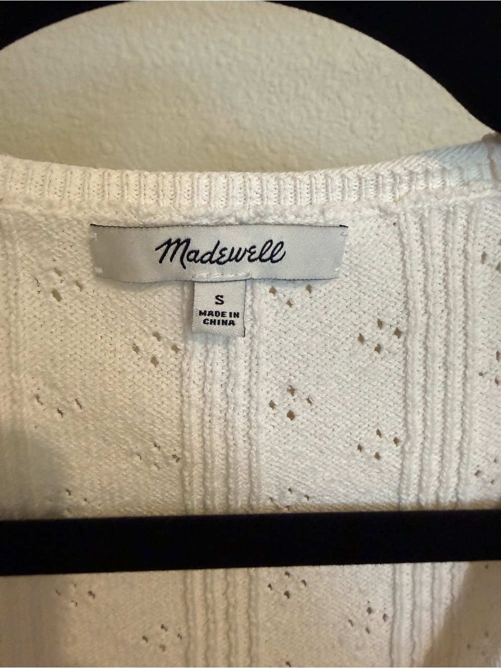 Madewell White Pointelle Knit Scoop-Neck Short Sleeve Top - Picture 3 of 4